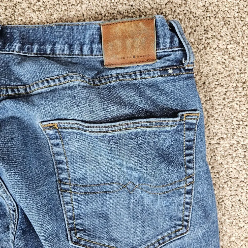 Lucky Brand 410 Jeans Mens 36x32 Athletic Straight Stretch Work Faded Whiskering